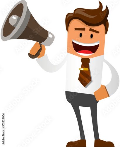 Man with megaphone and tie