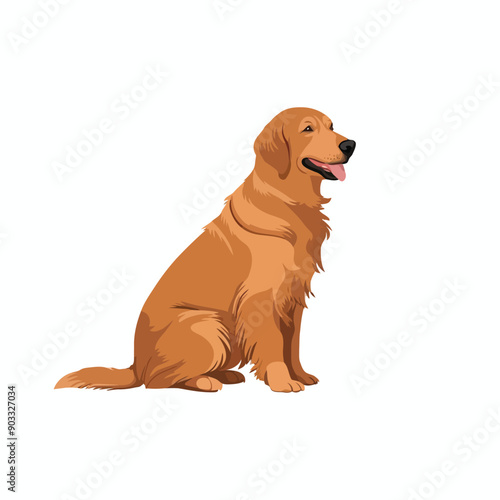 Golden Retriever dog silhouette set animals vector template
