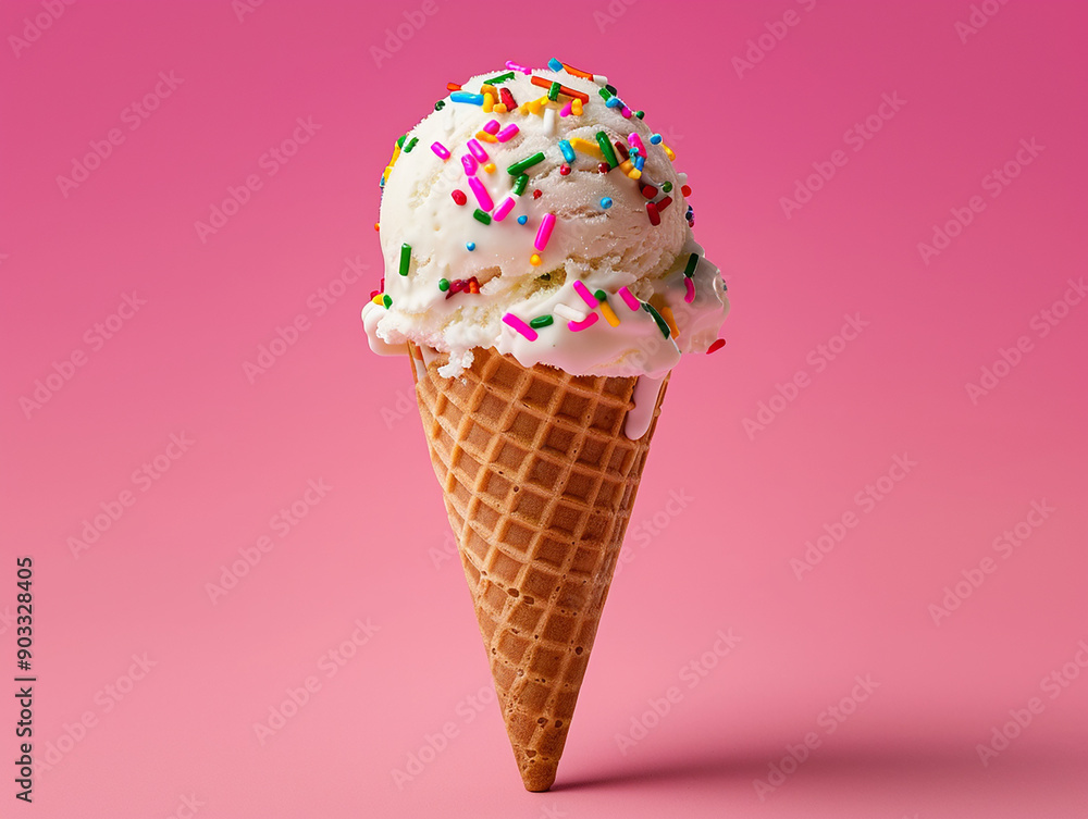 Assorted Ice Cream Cones with Vanilla, Chocolate, and Strawberry Flavors