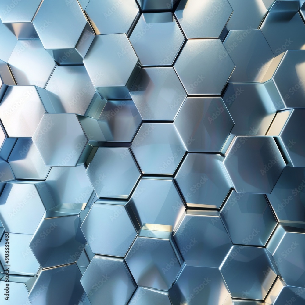 3D background with hexagons creating a mosaic of reflective surfaces 3D background with hexagons creating a mosaic of reflective surfaces