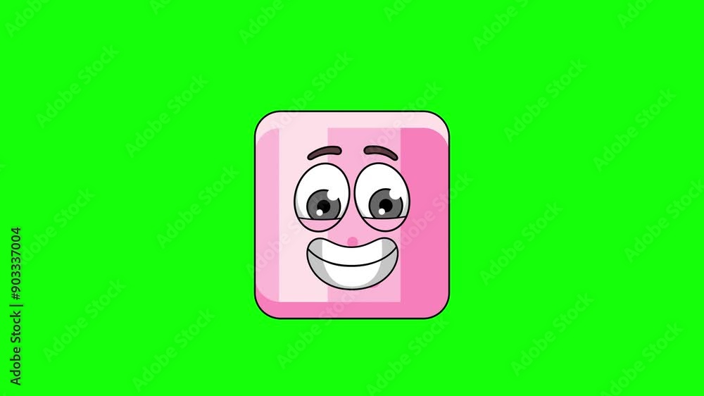 The grimacing face of marshmallow pink mascot, nervousness, embarrassment, or awkwardness The grimacing face of marshmallow pink mascot, nervousness, embarrassment, or awkwardness