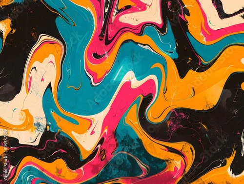 Psychedelic abstract background with swirling patterns and vivid hues
