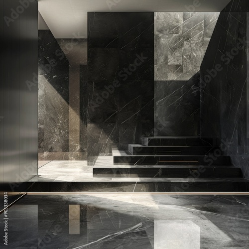 Sleek abstract design with polished surfaces and minimalist aesthetics