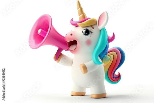 Little Unicorn with a megaphone 