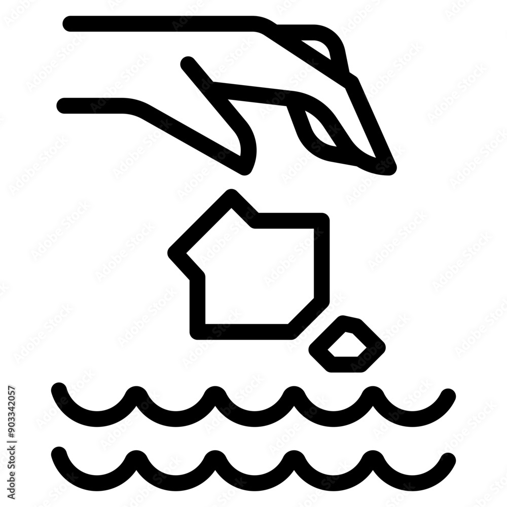 Do not throw garbage in the river icon Do not throw garbage in the river icon