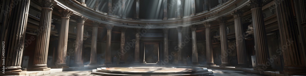 Fototapeta premium Grand Roman Interior with Pillars and Stairs.