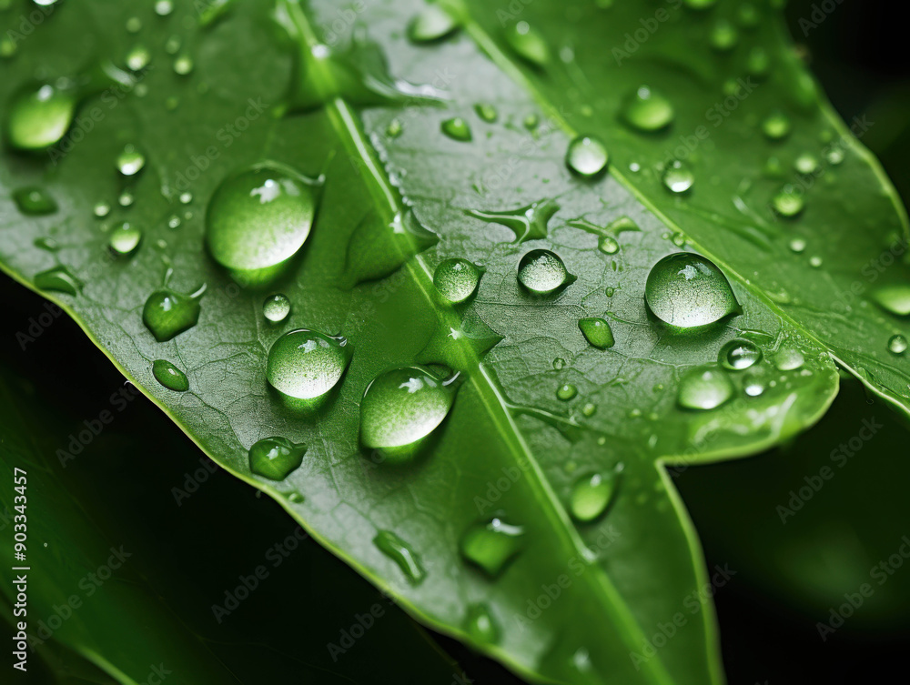 Pure Clear Water Droplets Clinging to Fresh Green Leaves in the Morning After Rain Giving a Sense of Freshness and Beautiful Nature Pure Clear Water Droplets Clinging to Fresh Green Leaves in the Morning After Rain Giving a Sense of Freshness and Beautiful Nature