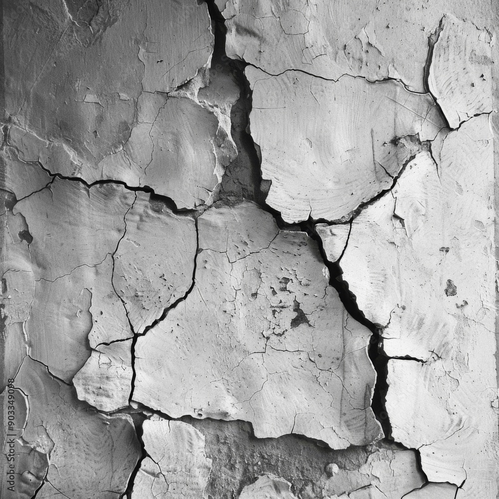 Obraz premium Close-up of a cracked and weathered wall surface.