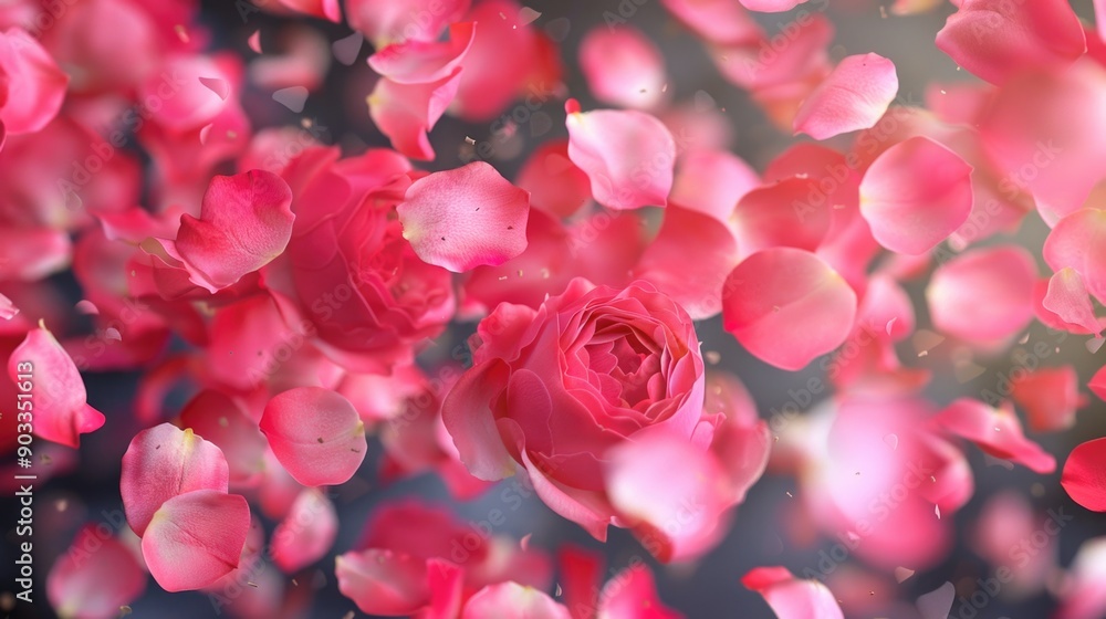 A bouquet of pink roses suspended in mid-air A bouquet of pink roses suspended in mid-air