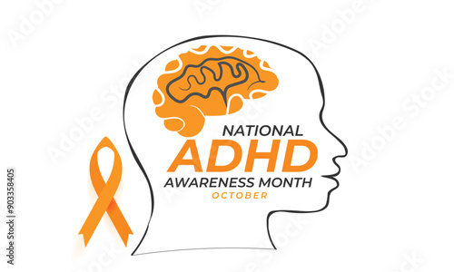 ADHD awareness month. background, banner, card, poster, template. Vector illustration.