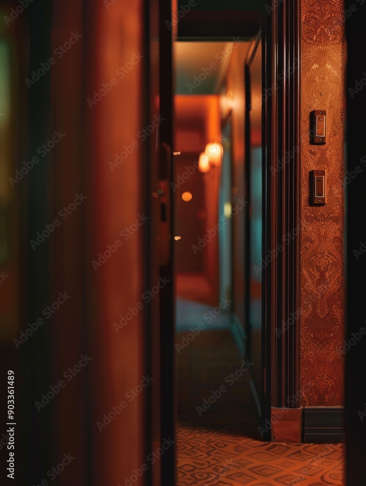 A dimly lit hallway with a single light source guiding the way A dimly lit hallway with a single light source guiding the way