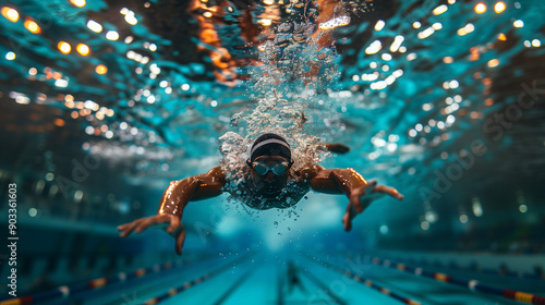 male swimming in competition