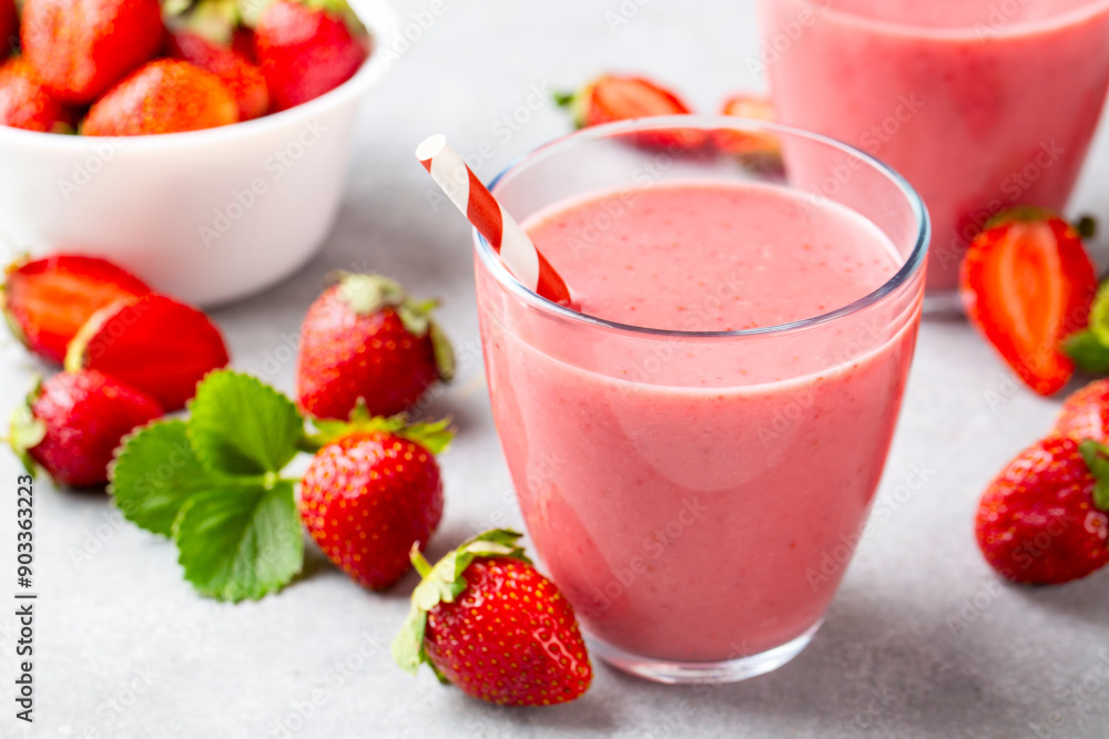 Strawberry smoothie or milkshake drink. Strawberry smoothie or milkshake drink.
