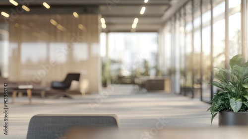Show off a contemporary office space - blured interior background for your presentation, copy space