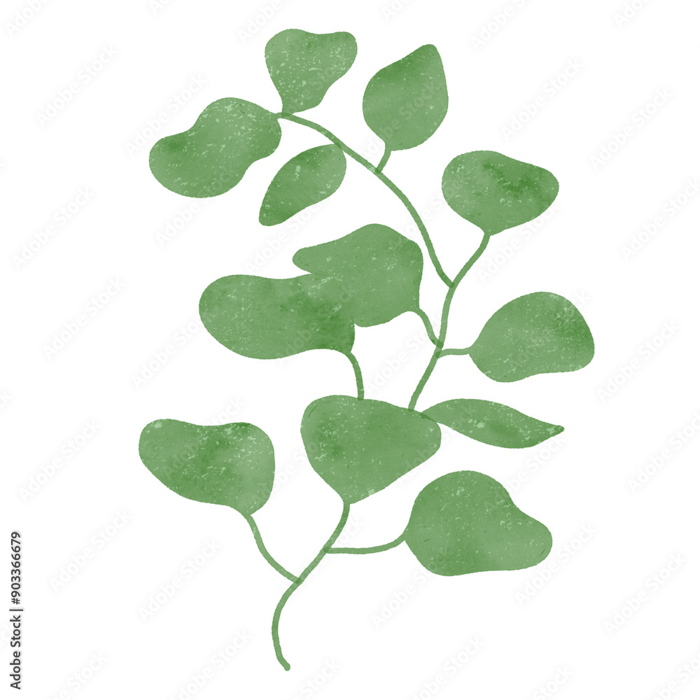 Obraz premium Green leaves watercolor isolated on white background 