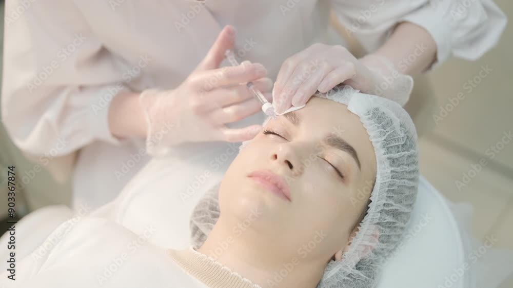 Cosmetologist Performing Facial Injection Procedure Cosmetologist Performing Facial Injection Procedure