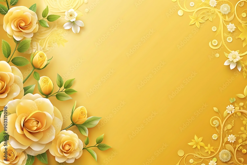 Naklejka premium Yellow Rose Floral Background.