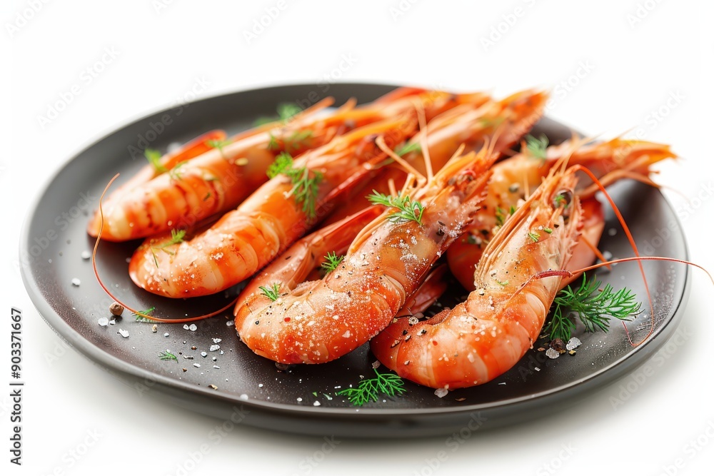 A plate of fried shrimp, crispy and golden, isolated on a white background. The seafood dish showcases the appetizing look of the crustaceans, perfect for highlighting a delicious meal.
A plate of fried shrimp, crispy and golden, isolated on a white background. The seafood dish showcases the appetizing look of the crustaceans, perfect for highlighting a delicious meal.