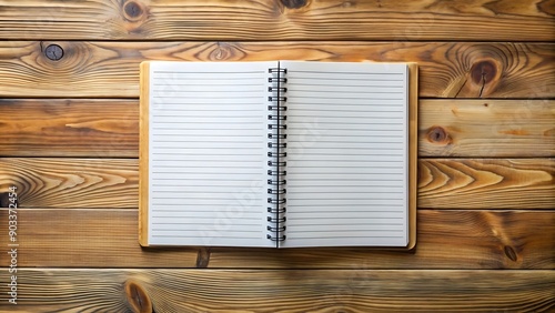 Open Notebook on Wooden Table.