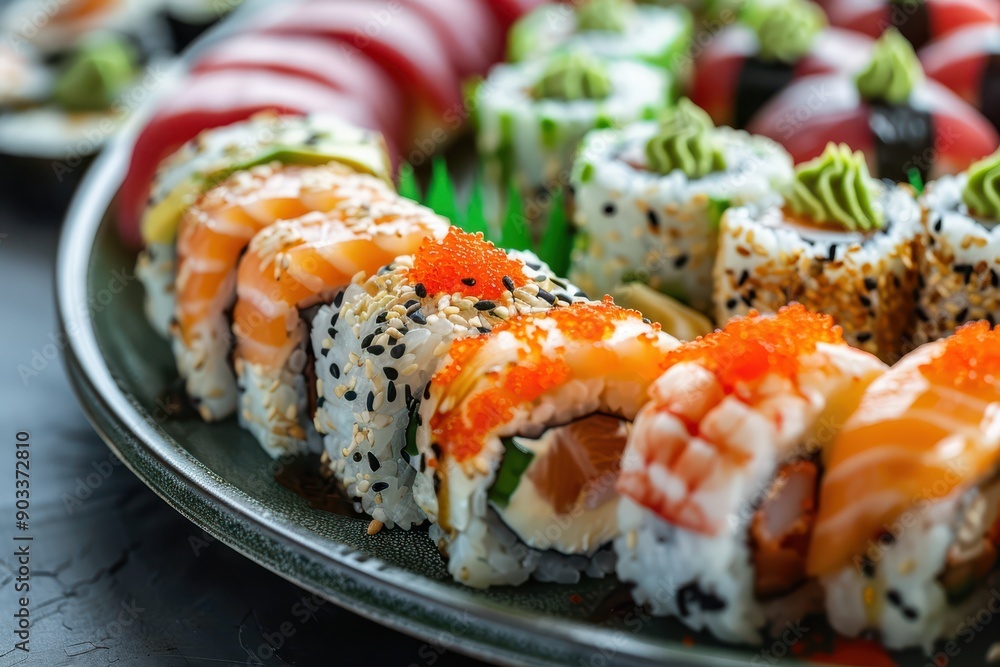 A variety of sushi and rolls arranged neatly, with a selective focus on the details. Ample copy space available.
A variety of sushi and rolls arranged neatly, with a selective focus on the details. Ample copy space available.