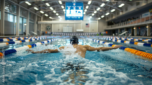 male swimming in competition