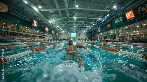 male swimming in competition