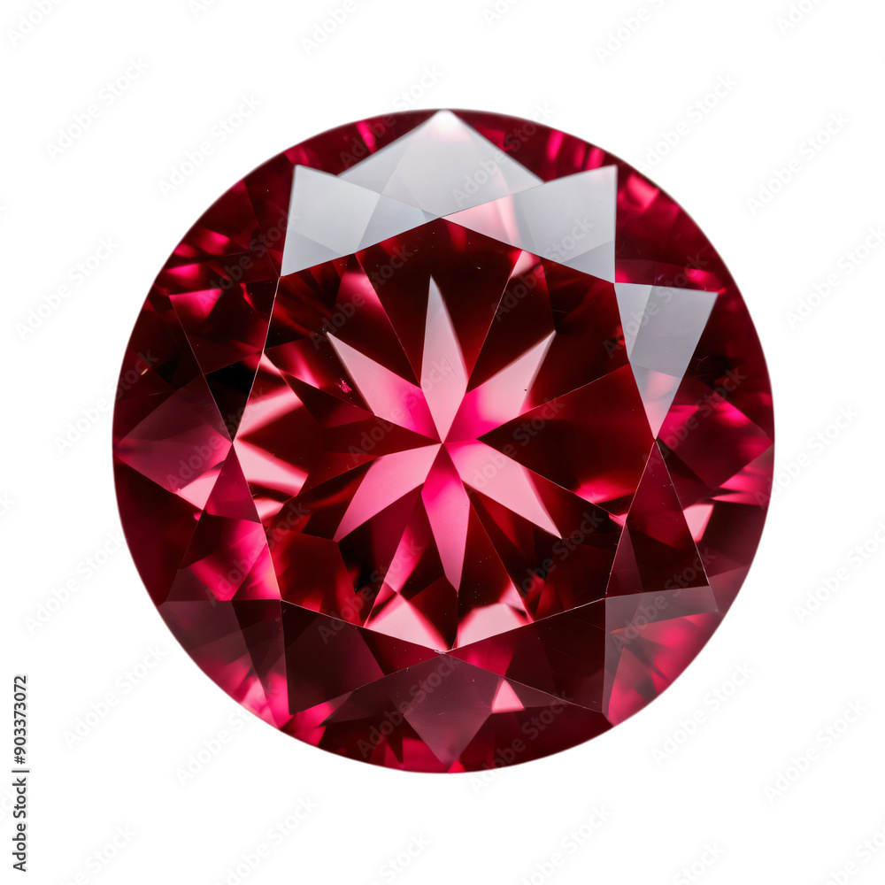 A close-up of a ruby, showing its deep red color and crystalline structure, isolated transparent background A close-up of a ruby, showing its deep red color and crystalline structure, isolated transparent background