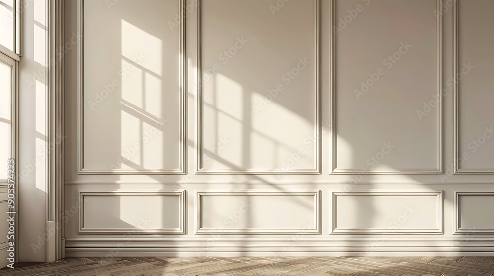 Obraz premium Sunlit Interior with Wainscot Paneling