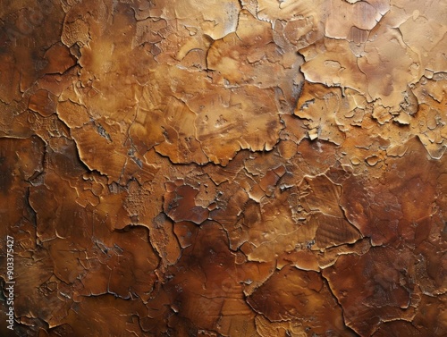 Close-up texture of a weathered, brown surface with intricate cracks and crevices.