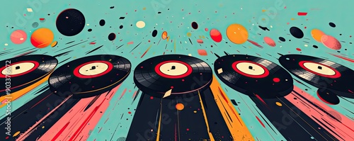 Music chart, top hits, flat design illustration