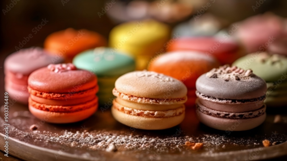 Deliciously tempting macarons in a rainbow of colors Deliciously tempting macarons in a rainbow of colors