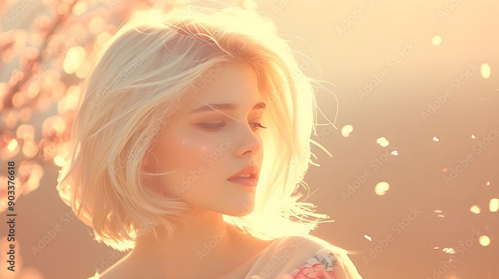 Fototapeta premium girl with straight white hair