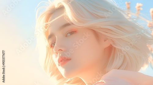 girl with straight white hair