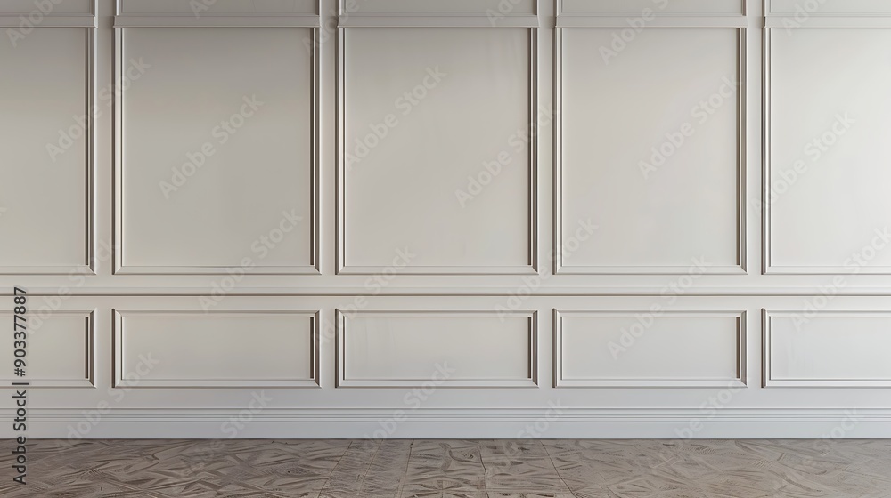 Classic White Wall Paneling and Wood Floor Classic White Wall Paneling and Wood Floor