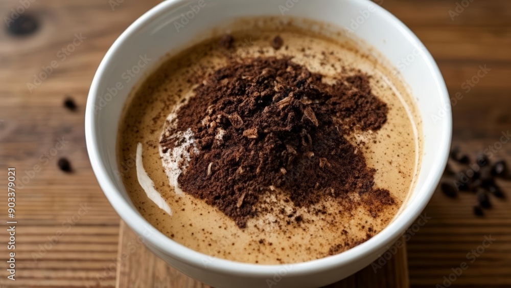 Espresso with a dusting of cocoa powder ready to enjoy Espresso with a dusting of cocoa powder ready to enjoy