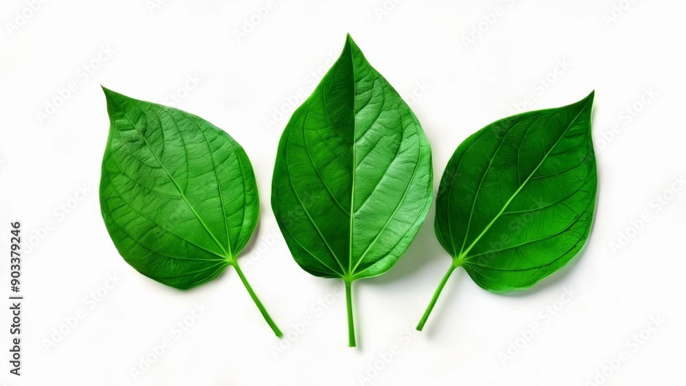 Vibrant green leaves against a white background Vibrant green leaves against a white background