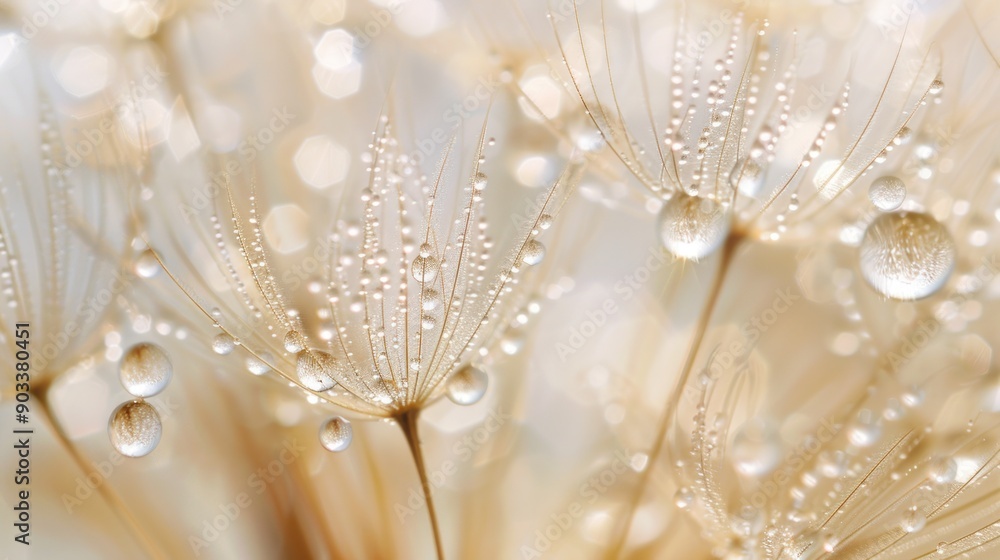 Fototapeta premium Dew Drops on Dandelion Seeds