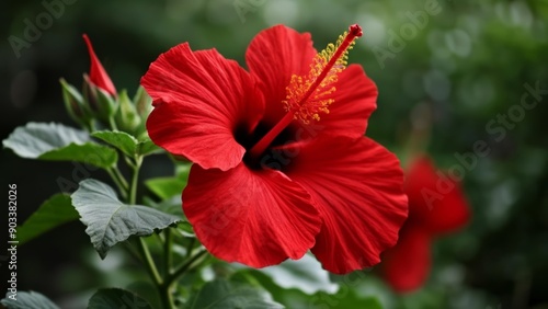 Wallpaper Mural  Vibrant Red Hibiscus Flower in Bloom Torontodigital.ca