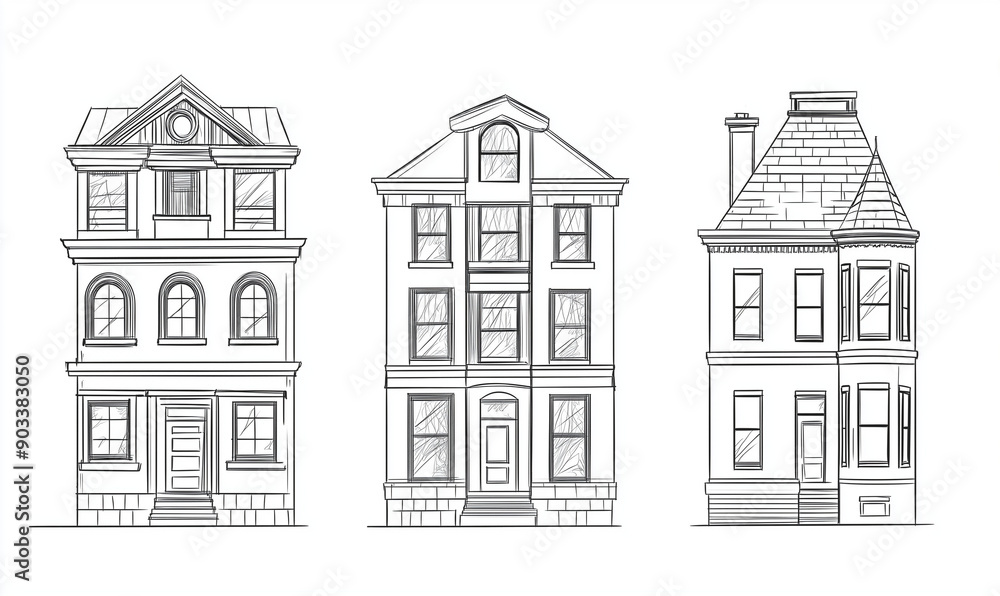 sketch of houses sketch of houses