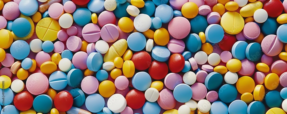 A closeup of colorful pharmaceutical pills and capsules, emphasizing variety and quantity A closeup of colorful pharmaceutical pills and capsules, emphasizing variety and quantity