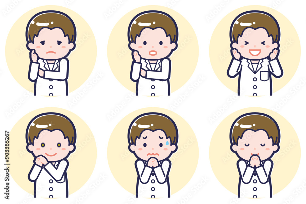 男性薬剤師のポーズセット_04