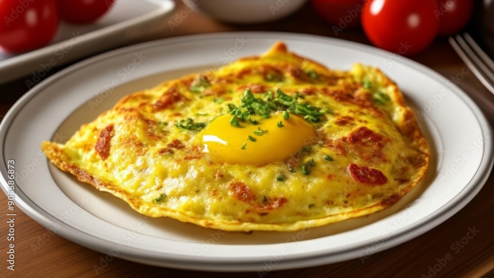  Deliciously baked omelette with a sunny side up egg on top
