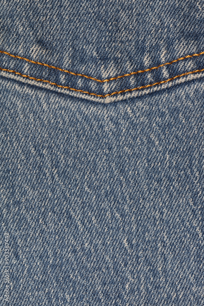 Close up of denim jean showing stitching on pocket. Close up of denim jean showing stitching on pocket.
