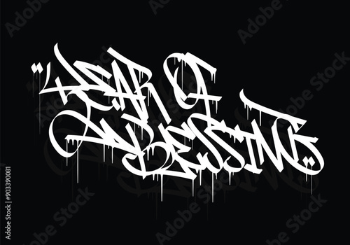 YEAR OF BLESSING graffiti tag style design