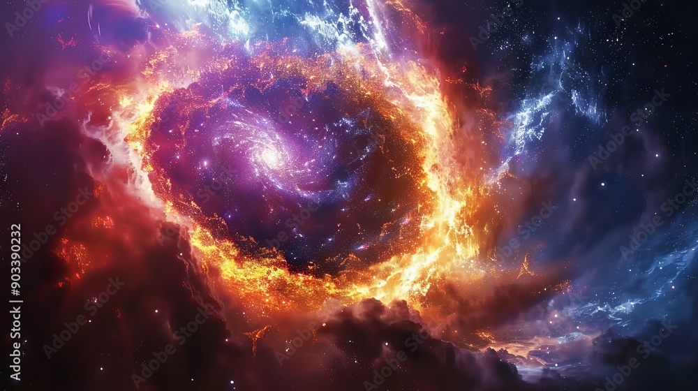 Obraz premium Colorful space galaxy cloud nebula. Stary night cosmos. Universe science astronomy. Supernova background wallpaper 