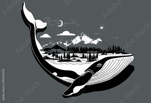 Whale's Eye View of Mountainous Landscape