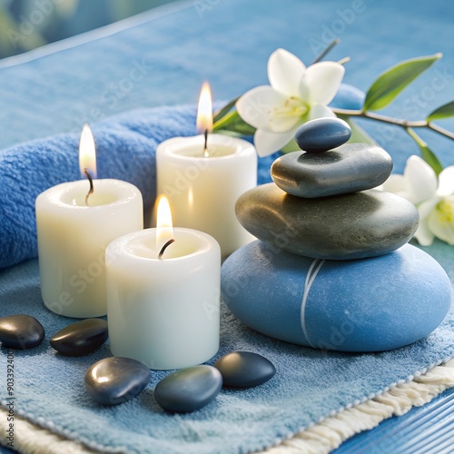 spa, soft towels, aroma oils, massage stones