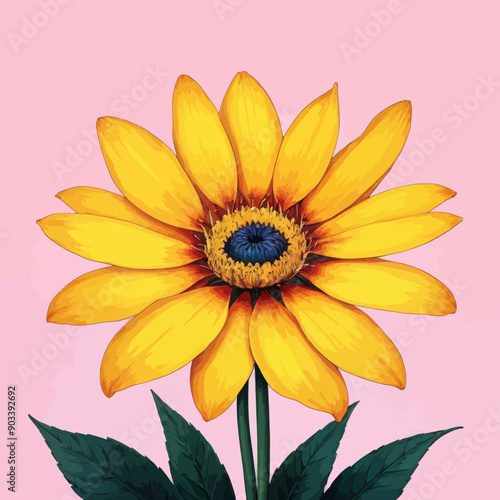 Vibrant Yellow Daisy with Blue Center