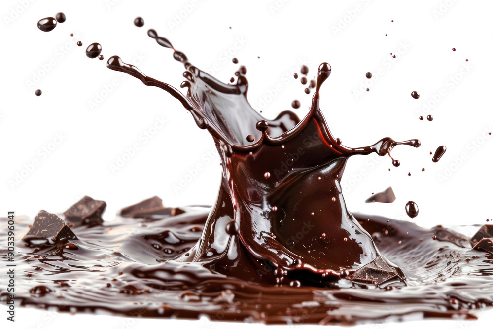 Chocolate splash on contrast background, isolated on white background. Chocolate splash on contrast background, isolated on white background.