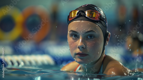 female swimmer in pool